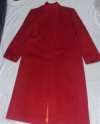 Abrigo largo de cachemir rojo Fleurette para mujer talla L hecho en EE. UU. largo completo lujo elegante Foto 1 de 4