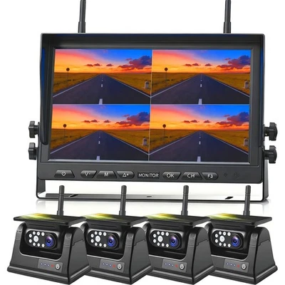 Wireless 10.1" DVR Monitor RV Truck Boat Magnetic Solar HD 1080P Backup Camera - Image 1 of 4