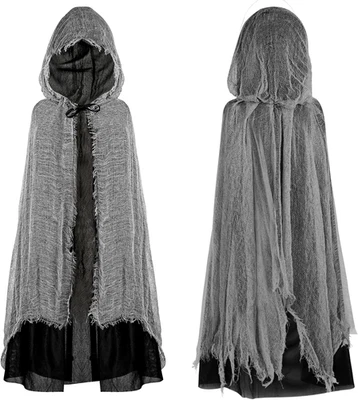 SUPERUM Schwarzer Umhang Mit Kapuze,Unisex Halloween Umhang Geister Kostüm Erwachsene Ki