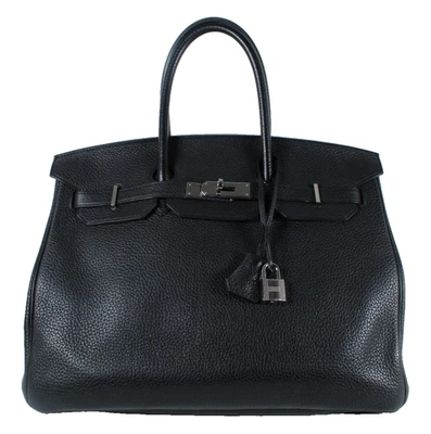 Bolso Cartera HERMES Noir Negro Taurillon Clemence Cuero BIRKIN 35 PHW Foto 1 de 4