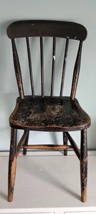 Small Vintage Wooden Chair Shabby Chic Black - Picture 1 of 7