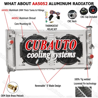 3 Row Radiator Shroud Fan For 2000-05 Buick LeSabre/ Pontiac Bonneville 3.8L V6 Foto 1 de 4