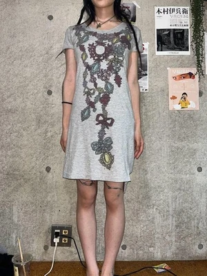 Vivienne Westwood Anglomania Trompe L'oeil Print T-Shirt Dress Gray S Women - Изображение 1 из 3