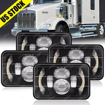 4pcs 4x6" Faros LED Hi/Lo DRL Para Kenworth T800 W900 Peterbilt 357 379 378 Foto 1 de 4