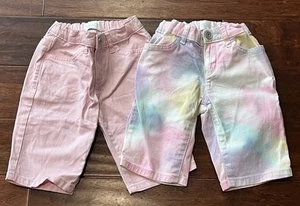 Lot Of 2 Children's Place Pink Yellow 4 Pocket Girls 6 Tie Dye Adjustable Sorts - Picture 1 of 16