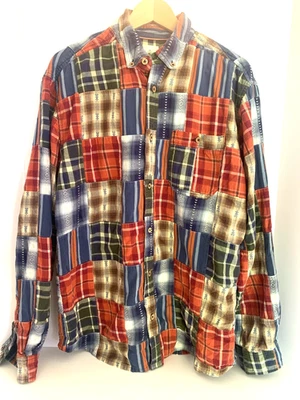 Territory Ahead Retro Patchwork Plaid 100% Cotton Long-sleeve Shirt Men's L - Image 1 of 4