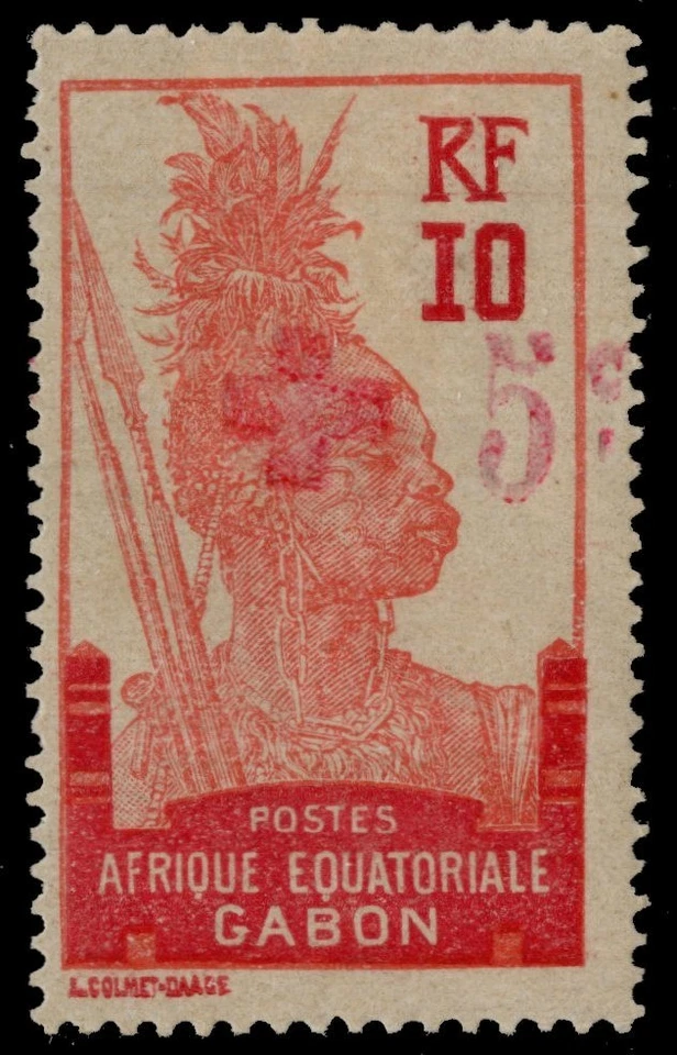 GABON B1 - 红十字会基金 "1916 Fang Warrior" (pc45304) — 第 1/1 张图片