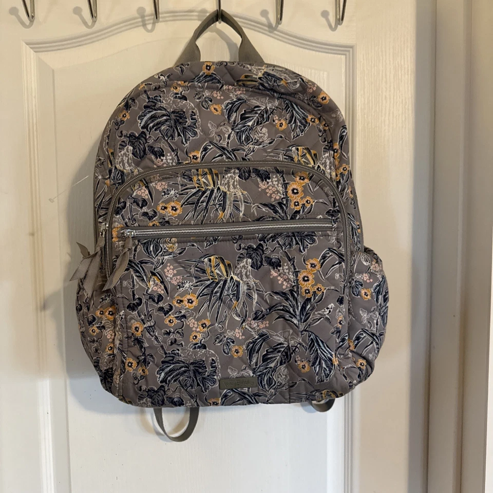 Vera Bradley Quilted Campus Laptop Backpack Gray, Yellow, White, And Blue - Image 1 of 4