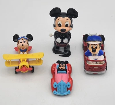 Lot of 4 Vintage Disney Mickey Mouse Collectible Toys ~Die Cast Wind Up Matchbox - Image 1 of 4