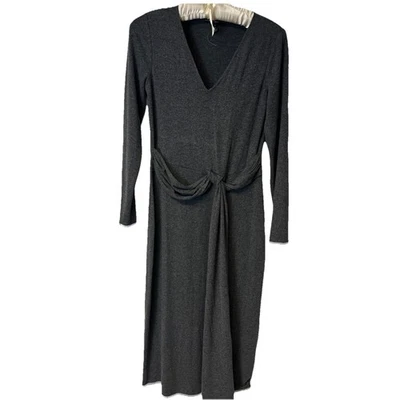 Vestido midi jersey gris mercado negro de la Casa Blanca tejido suave cuello en V talla M Foto 1 de 4