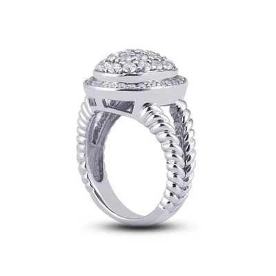 3/4 CT F VS1 Round Cut Earth Mined Certified Diamonds 950 PL. Halo Cocktail Ring - Image 1 of 4
