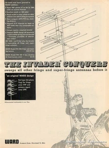 Magazine Print Ad WARD 1955 The Invader Conquers Mounted Knight Holding Antenna - Picture 1 of 1