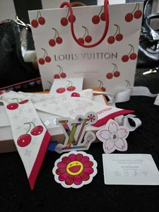 LOUIS VUITTON TAKASHI MURAKAMI CHERRY BLOSSOM TWILLY SCARF 1000000% GENUINE - Picture 1 of 18
