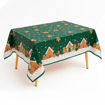 TRIMMING SHOP Christmas Disposable Tablecloth Xmas Teddy Bear Rectangular PVC Cover 220x130cm