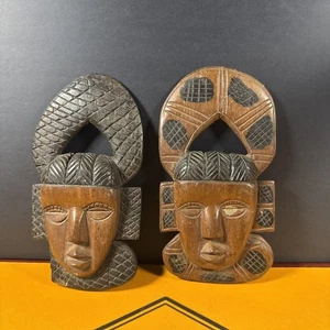 Máscara tribal vintage para decoración de pared de madera tallada a mano de 2 - Imagen 1 de 8