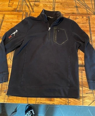 Blusa RLX Ralph Lauren Masculina Grande 1/4 Zíper Pulôver Manga Longa Preta - Imagem 1 de 4