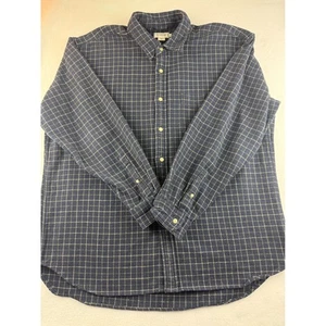 J Crew Mens Blue Plaid Long Sleeve Button Down Shirt XL Cotton Casual Flannel - Picture 1 of 7