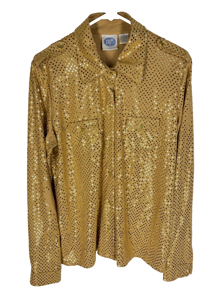 DIANE GILMAN верхний размер средний коричневый блестки карманы длинным рукавом старые деньги стильный - Изображение 1 из 4