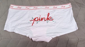 Victoria's Secret ROSA Logo Rosa Claro Algodón Boyshort Panty ~ GRANDE ~ ¡NUEVO CON ETIQUETAS! - Imagen 1 de 5