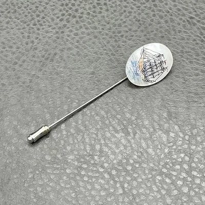 Pin de corbata de solapa vintage náutico tono plata 3" Foto 1 de 4