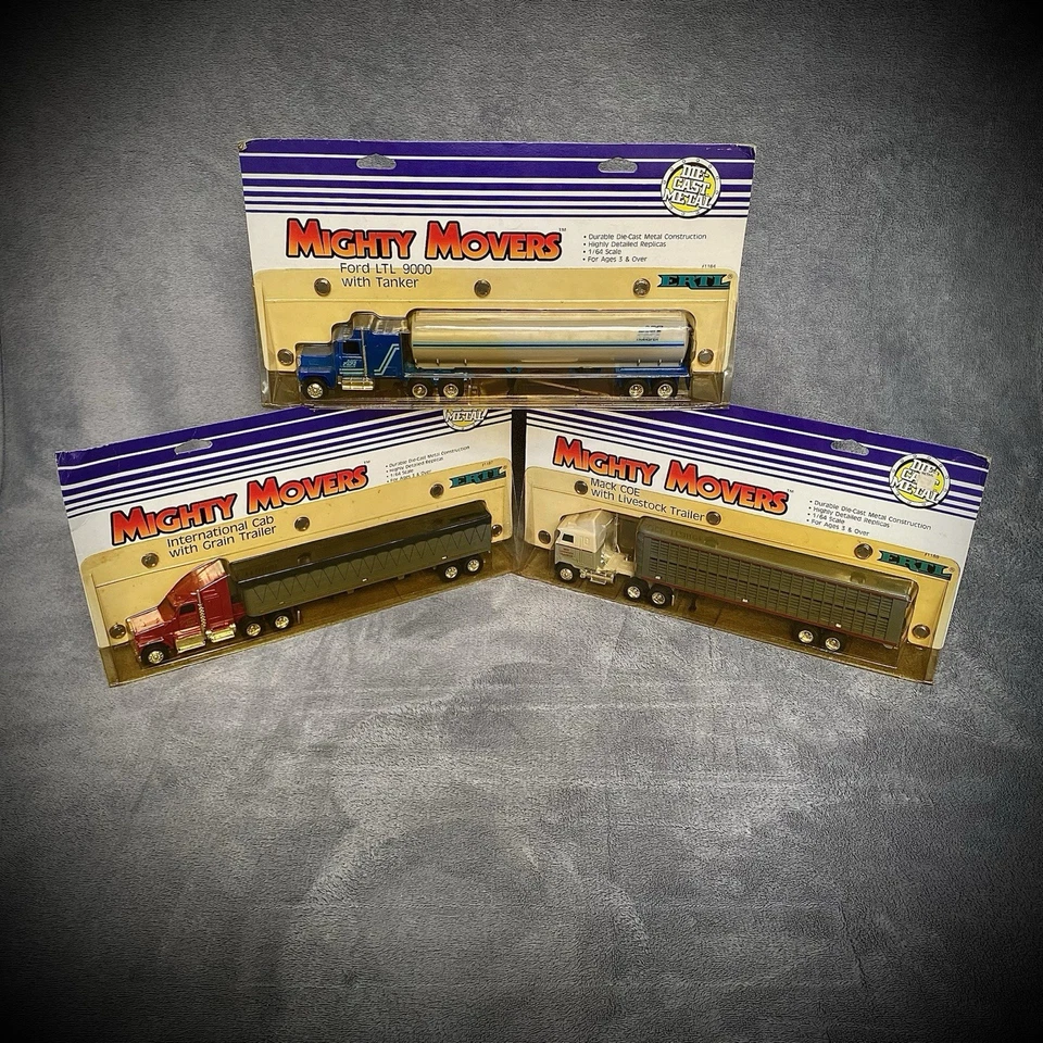 ERTL - 1987 - Mighty Movers - Trucks - Set of 3 - Die-Cast - 1/64 - Vintage - Image 1 of 4