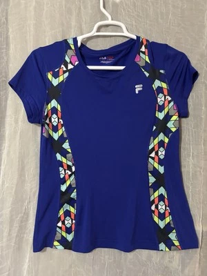 Camisa Fila Live In Action púrpura con paneles coloridos laterales para mujer M Foto 1 de 2