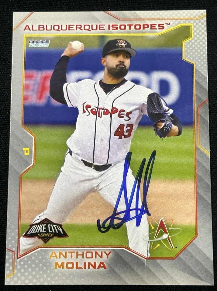 Anthony Molina Signed 2025 Choice Isotopes Rockies Autographed Auto Card RC - Image 1 of 1