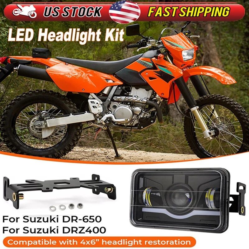 4X6" LED Headlight High Low beam Kit For Suzuki DRZ-400 & DR 650 "Plug and play" Foto 1 de 4