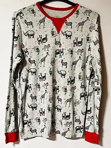 Pijama de hombre manga larga cuello redondo vacaciones Navidad safari top para dormir nuevo con etiquetas gris - Imagen 1 de 3
