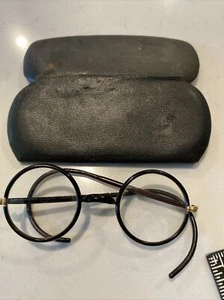 Vintage Antik 1910-30er Bausch & Lomb SQ ARTSHEL Brille Schwarz Klein - Bild 1 von 13