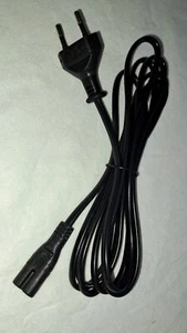 Euro Netzkabel mit Doppelnut Kupplung | 1,5m | Schwarz | C8 Stecker | 2x0,75 mm² - Bild 1 von 3
