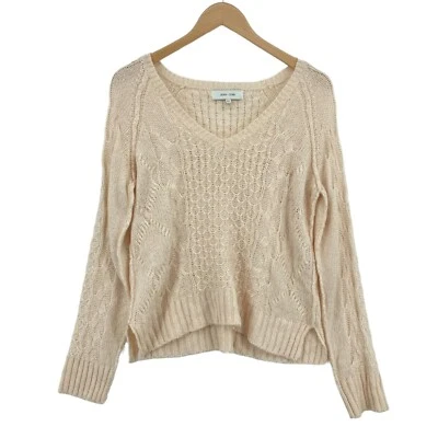 Suéter Pullover Para Mujer John & Jenn Tejido Crema Cuello en V Manga Larga Mediano Acogedor Foto 1 de 4