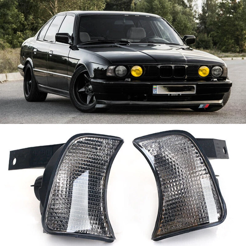 Pair For BMW 5-Series E34 1989 1990-1995 Black Corner Lights Turn Signals light - Image 1 of 4