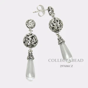 Authentic Pandora Sterling Silver Regal Droplets CZ Dangle Earrings 297686CZ - Picture 1 of 1