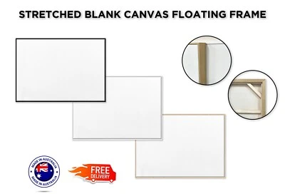Stretched Blank Canvas with Floating Frame 100% Cotton Canvas for Painting Arts - image 1 of 4