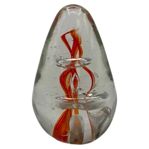 Vintage Red & Clear Art Glass Paperweight - Picture 1 of 7