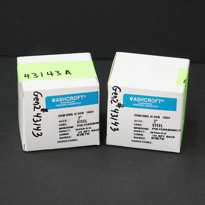 (QTY 2) Ashcroft 20W-1005-H-02B-100# Pressure Gauge, 0-100PSI, 1/4" NPT - Image 1 of 4