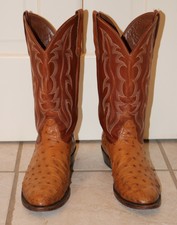 Nocona Cowboy Boots Brown Full Quill Ostrich 9.5 C