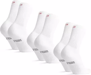 DANISH ENDURANCE 3 Pack Tennis, Trainer Cushion Crew Socks White UK 6-8 (13GF05 - Picture 1 of 7