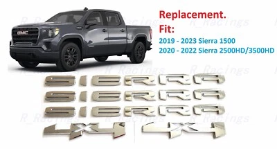 5PCS Chrome Bed 4x4 Rear Door Sierra Emblems 2019+ Sierra 1500 2500HD 3500HD - Image 1 of 4