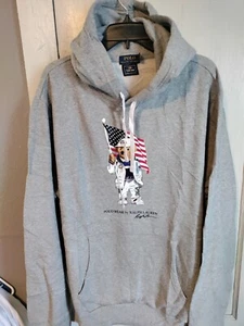Polo Ralph Lauren Men 2020 Olympic Team USA Polo Bear Hoodie Gray Size XL New - Picture 1 of 9
