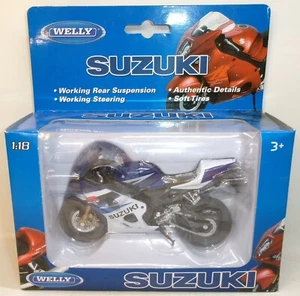 2020 WELLY MOTORCYCLES 1:18 SCALE BLUE/WHITE 2004 SUZUKI GSX-R750 - Picture 1 of 12