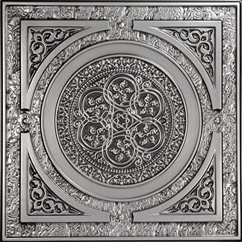 Steampunk-Faux Tin Ceiling Tile - Antique Silver 25-Pack Cover