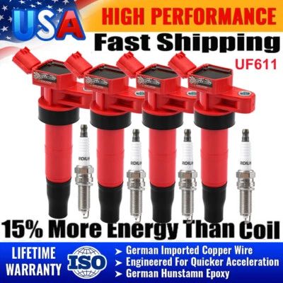 4X Ignition Coils + 4X Spark Plugs for 2011-2015 Kia Optima Sonata 2.4L L4 UF611 - Image 1 of 4