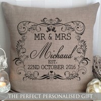 PERSONALISED NOUN WIFEY WIFE MRS CUSHION VALENTINES ANNIVERSARY CHRISTMAS GIFT
