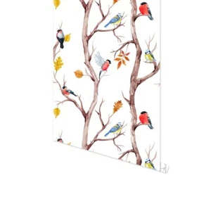 Tree & Colorful Bird Peel and Stick Removable Self-Adhesive Wallpaper 1.35 sqm - Picture 1 of 11