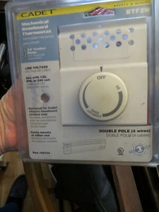 Cadet BTF2W Electric Baseboard Heater Thermostat 2 Poles 120/208/240VAC WHITE - Picture 1 of 6