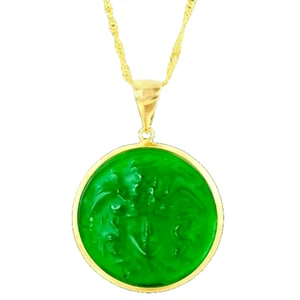 $550 Savvy Cie Veneciano Cristal Verde Colgante Chapado en Oro 18Kt Cadena Collar Nuevo - Imagen 1 de 13