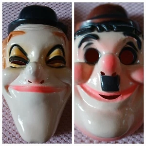 1970 's Larry Harmon's LAUREL & HARDY Halloween Style Masks - French/Cesar - Picture 1 of 5