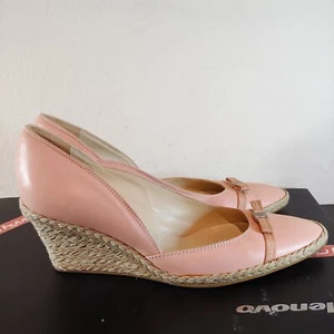 Salvatore Ferragamo Espadrille Wedge Peach Sz 8 E - Picture 1 of 6